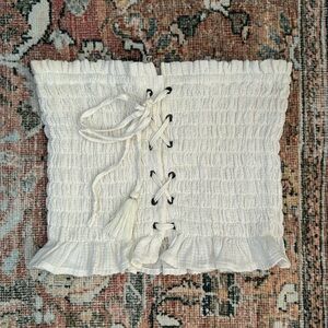 Linen strapless top